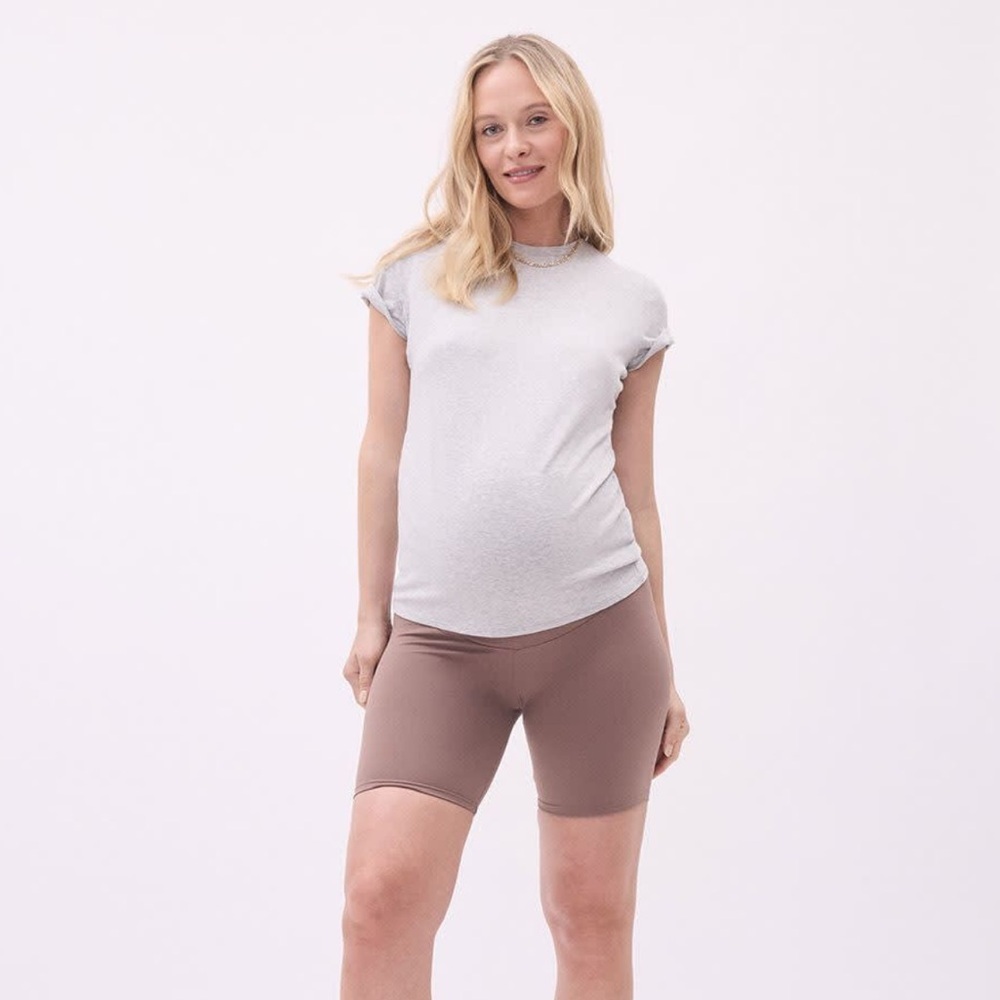 Thyme Maternity Gray Fitted Short Sleeve Tee